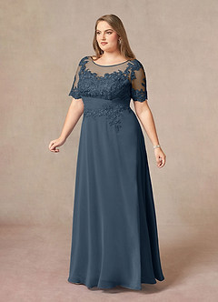 Azazie Raissa Mother of the Bride Dresses Neptune A-Line Lace Chiffon Dress image11