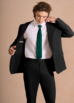 front Carter Sort 3-delt jakkesæt i bomuld og hørblanding