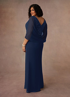 Azazie Laina Mother of the Bride Dresses Dark Navy Mermaid Lace Chiffon Dress image9