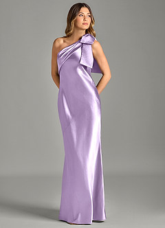 Azazie Yuanna Brudtärnklänningar Klä av Sjöjungfru i Metallisk satin Ena axeln Lila image1