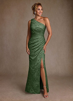 Azazie Joylin Mother of the Bride Dresses Eucalyptus Trumpet One Shoulder Floral Burnout Dress image1