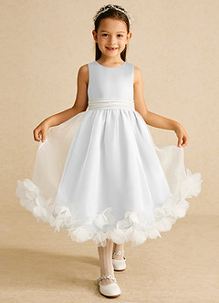 Azazie Stardust Flower Girl Dresses Diamond White A-Line Sleeveless Organza Dress image1