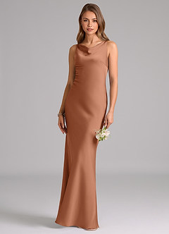 Azazie Allettie Bridesmaid Dresses Bronzer Mermaid Stretch Satin Dress image1