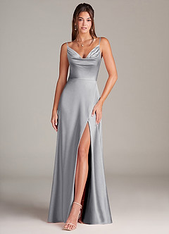 Azazie Sarella Silver Metallic Satin Bridesmaid Dresses | Azazie Azazie Sarella Silver Metallic Satin Bridesmaid Dresses | Azazie