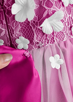 Azazie Celia Flower Girl Dresses Fuchsia A-Line Lace Tulle Dress image8