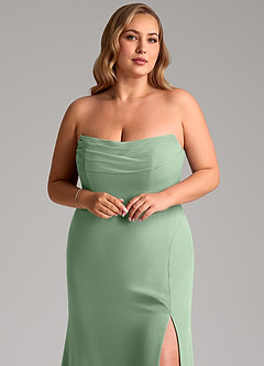 Azazie Saige Vestidos de damas de honor Vestido de Matcha de Gasa de Corte en A Convertible con Vestidos sin tirantes image11