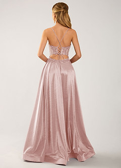 Isoldemark Pink Beading Sequin Embroidery Satin Prom Dress image2