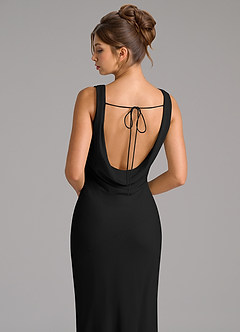 Azazie Rylina At-home Try On Dresses Black Mermaid Pleated Chiffon Dress image2