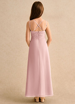 Azazie Zaida Girls Formal Flower Girl Dresses Powder Pink A-Line Pleated Chiffon Dress image2