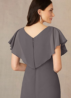 Azazie Julia Mother of the Bride Dresses Steel Grey Sheath V-Neck Pleated Chiffon Dress image5
