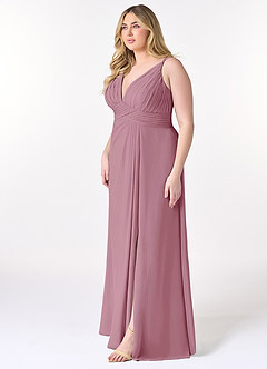 Azazie Maren Allure Bridesmaid Dresses Vintage Mauve A-Line V-Neck Lace Chiffon Dress image8