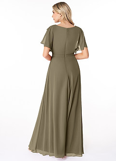 Azazie Aaliyah Modest Bridesmaid Dresses A-Line Scoop Pleated Chiffon Floor-Length Dress image2