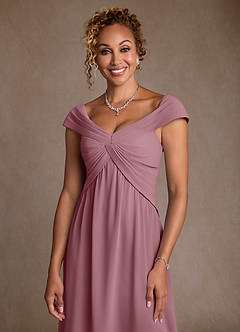 Azazie Myrtle Mother of the Bride Dresses Vintage Mauve A-Line Pleated Chiffon Dress image5