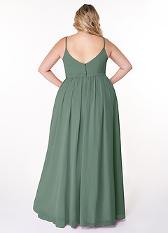 Azazie Rayna Bridesmaid Dresses Eucalyptus A-Line V-Neck Pleated Chiffon Dress image8