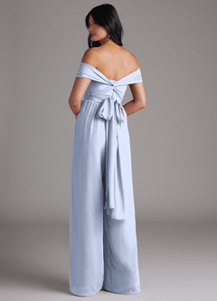 Azazie Lamara Robes de demoiselle d'honneur Combinaison Convertible en Mousseline de soie Épaule décolletée Eis image5