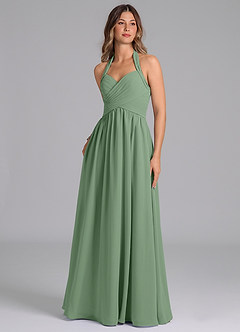 Azazie Darlyn Bridesmaid Dresses Matcha A-Line Pleated Chiffon Dress image1