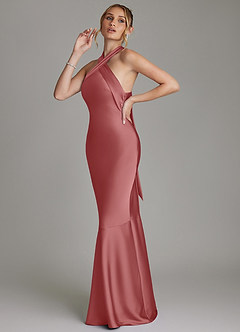 Azazie Reign Bridesmaid Dresses Antique Rose Mermaid Pleated Stretch Satin Dress image6