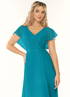 Azazie Rylee Bridesmaid Dresses Jade A-Line Pleated Chiffon Dress image5