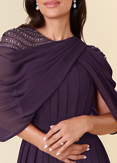 Azazie Olena Mother of the Bride Dresses Plum A-Line Sequins Chiffon Dress image5