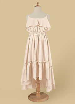 Azazie Karmen Flower Girl Dresses White Alabaster A-Line Ruched Chiffon Dress image6