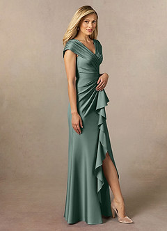 Azazie Anderson Kleider für die Brautmutter A-Linie Plissee Stretch-Satin Kleid Seemoos image3