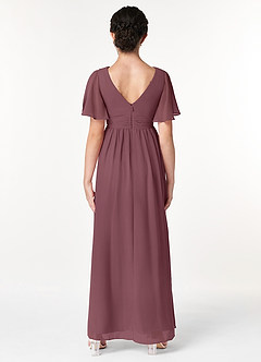 Azazie Temeka Junior Sangria A-Line Pleated Chiffon Dress image2