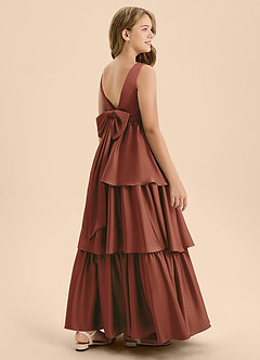 Azazie Meadowyn Junior Auburn A-Line Bow Stretch Satin Dress image6