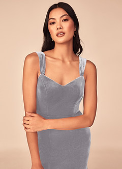 Azazie Lanessa Bridesmaid Dresses French Lilac Mermaid V-Neck Keyhole Back Velvet Dress image3
