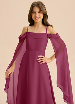 Azazie Moana Junior Linia A Pofałdowany Szyfon Długość podłogi Młodsza druhna Sukienka image7