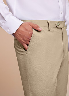 front Miles Tan Seersucker Dress Pants