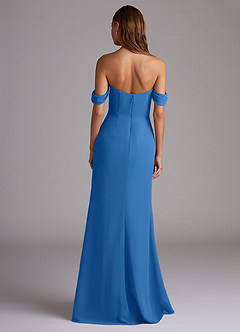 Azazie Saige Bridesmaid Dresses Blue Jay A-Line Off the Shoulder Chiffon Convertible Dress image7