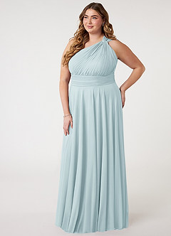Azazie Charlize Brautjungfernkleider A-Linie One-Shoulder Gittergewebe Kleid Nebel image8