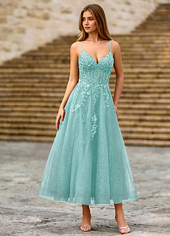Clementinia Light Green Sequin Embroidery Lace Beading Tulle Corset Maxi Dress image4