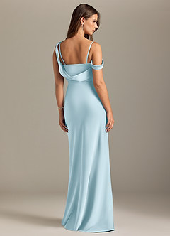 Azazie Madelyn Bridesmaid Dresses Sky Blue Mermaid Off the Shoulder Stretch Satin Convertible Dress image2