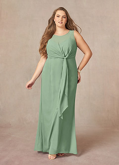 Azazie Marchioness Mother of the Bride Dresses Matcha A-Line Scoop Pleated Chiffon Dress image7