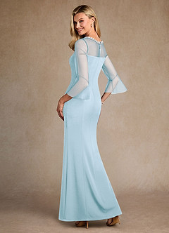 Azazie Bellevie 신부의 어머니 드레스 쉬스 구슬 스트레치 크레이프 플로어 길이 드레스 image3