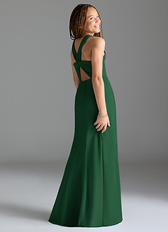 Azazie Rue Junior Dark Green Mermaid Side Slit Chiffon Dress image5