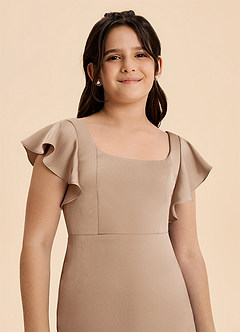 Azazie Demi Junior Robe Sirène en Satin extensible Arc Taupe image6