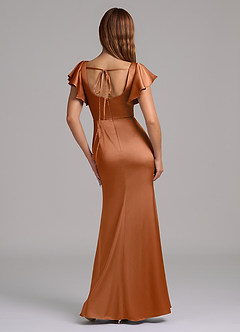 Azazie Elkie Jurken voor bruidsmeisjes Jurk van Stretch Satijn met Zeemeermin Vierkante halslijn Koper image2