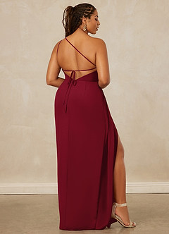 Christian Siriano Bridal for Azazie 1003 Bridesmaid Dresses Burgundy Sheath One Shoulder Chiffon Dress image9