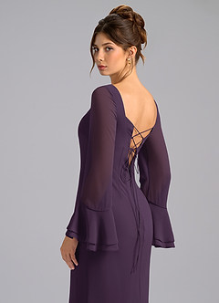 Azazie Leone Bridesmaid Dresses Plum Mermaid Corset Chiffon Dress image2