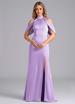 Azazie Bonny Bridesmaid Dresses Lilac Mermaid Off the Shoulder Stretch Satin Dress image4