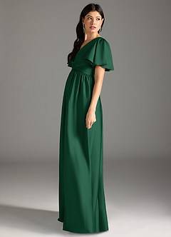 Azazie Verna Robes de demoiselle d'honneur de maternité Robe Trapèze Rayé Longueur ras du sol Satin extensible image7