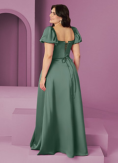 Barbie ♥ Azazie Robes de demoiselle d'honneur Robe Trapèze en Satin extensible Rayé Eucalyptus image11