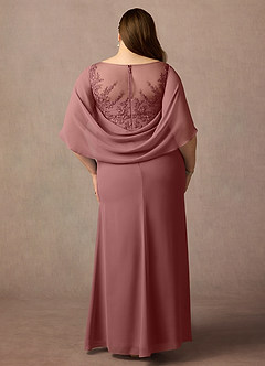 Azazie Hera Mother of the Bride Dresses Desert Rose A-Line Lace Capelet Chiffon Dress image7