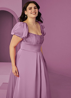 Barbie ♥ Azazie Bridesmaid Dresses Wisteria A-Line Ruched Stretch Satin Dress image10
