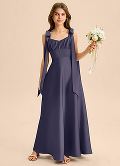 Azazie Halley Junior Klä av A-Line i Stretch Satin Rosett image1