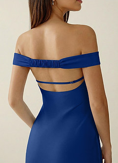 Gwendonme Royal Blue Satin Crystal Linen Prom Dress image6