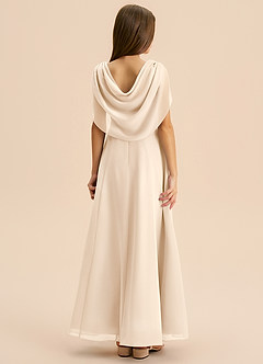 Azazie Lambie Junior White Alabaster A-Line Pleated Chiffon Dress image1