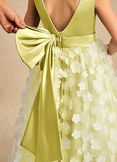 Azazie Maya Flower Girl Dresses Lemon Sorbet Ball-Gown Bow Tulle Dress image6